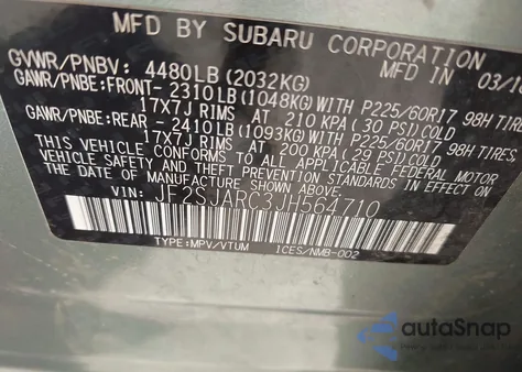 2018 Subaru Forester 2.5I Limited z USA, uszkodzony, nr VIN JF2SJARC3JH564710